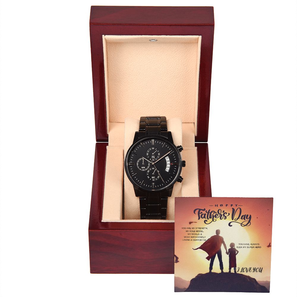 Black Chronograph Watch + FATHER'S DAY + SUPERHERO
