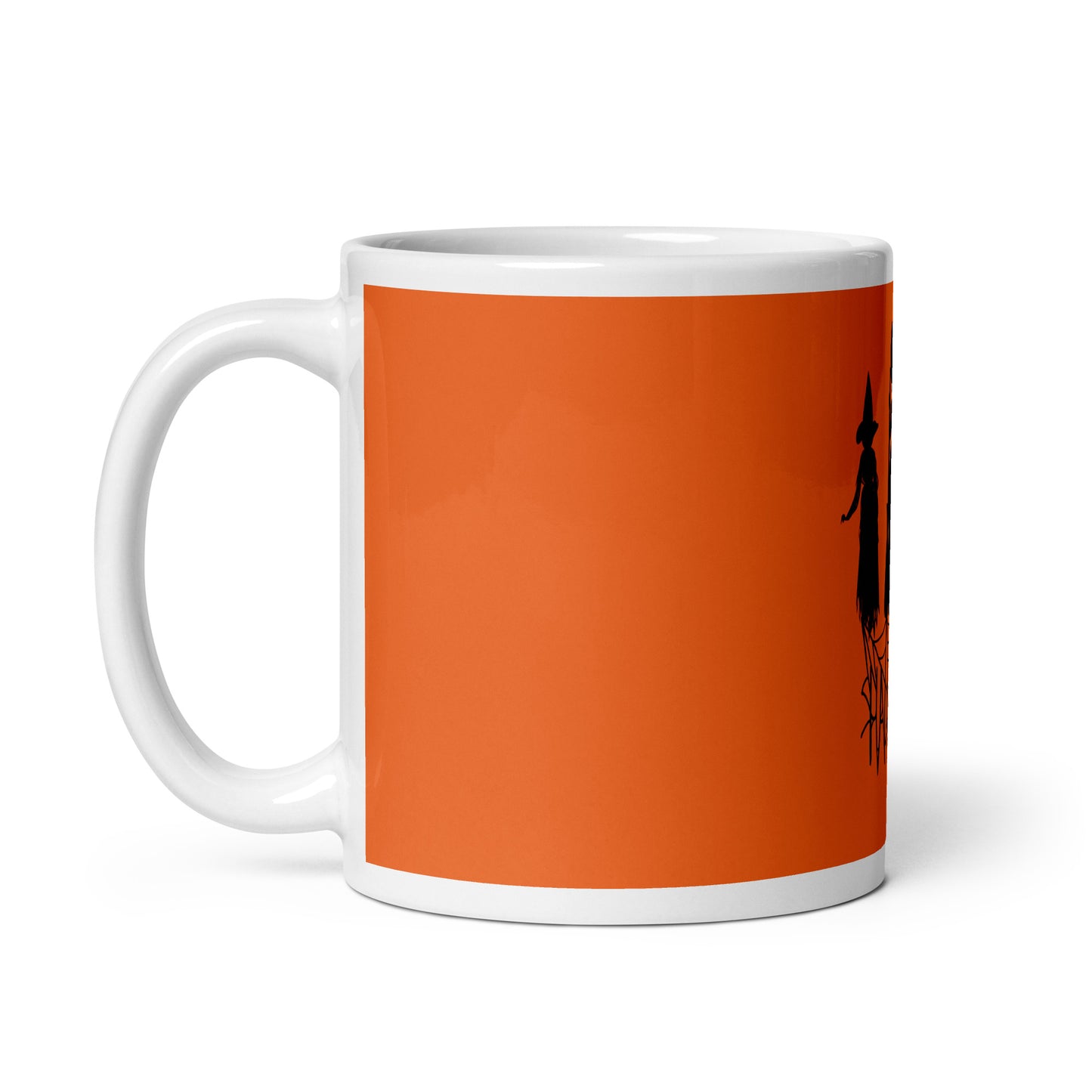 Witch Halloween Orange White Glossy Mug