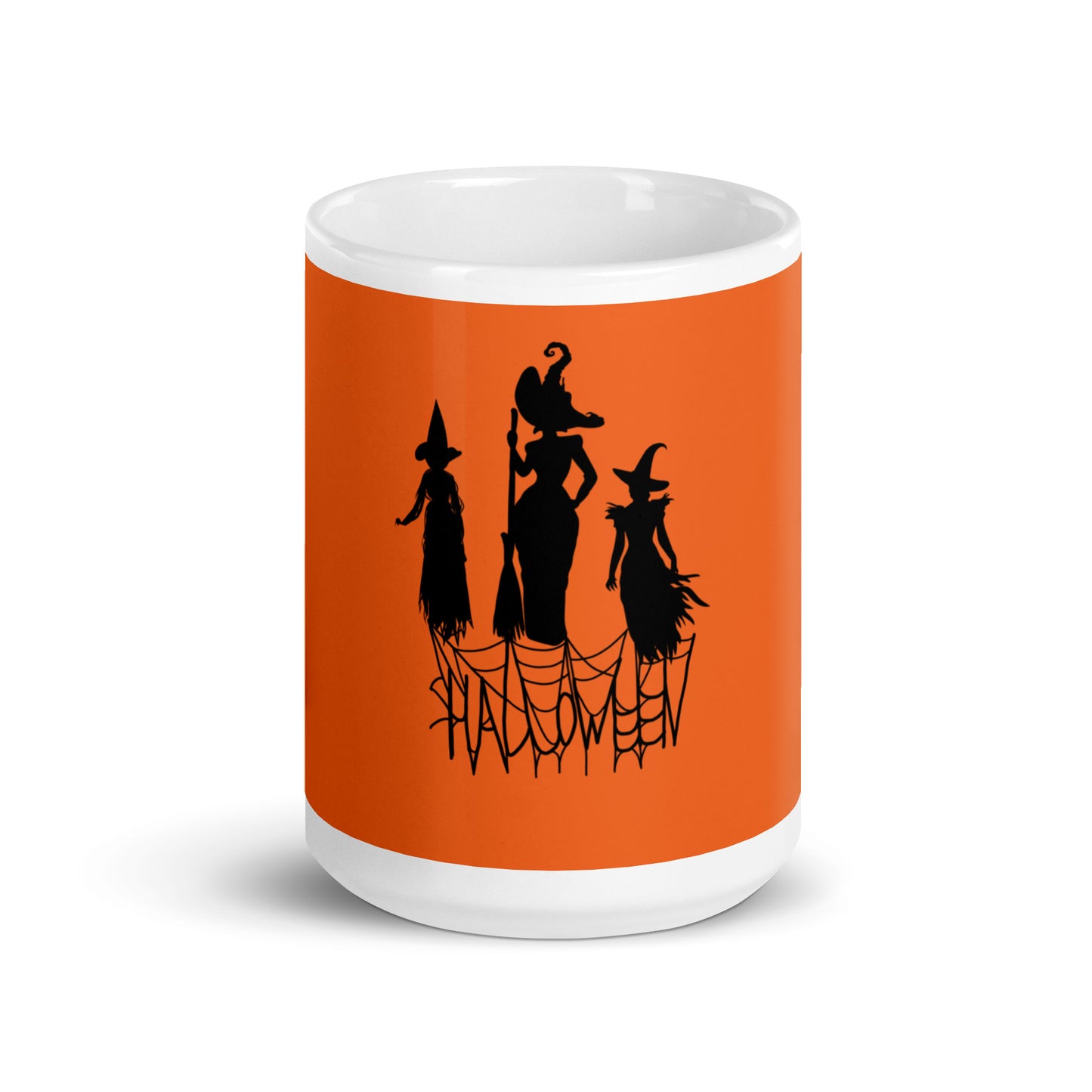 Witch Halloween Orange White Glossy Mug