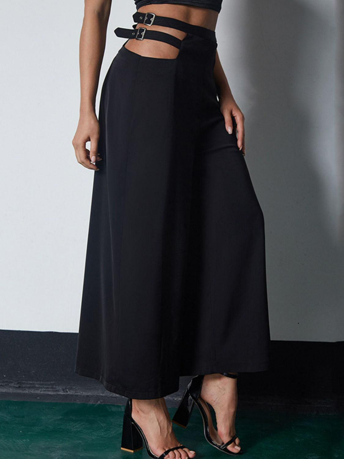 Cutout High Waist Wide Leg Pants