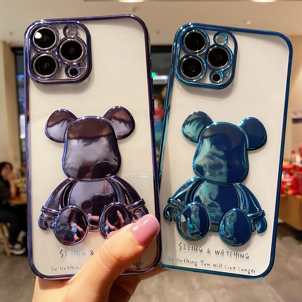 Silicone Bear Plating Phone Case for iPhone