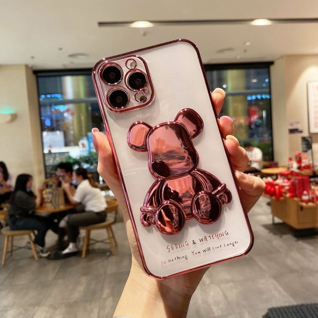 Silicone Bear Plating Phone Case for iPhone
