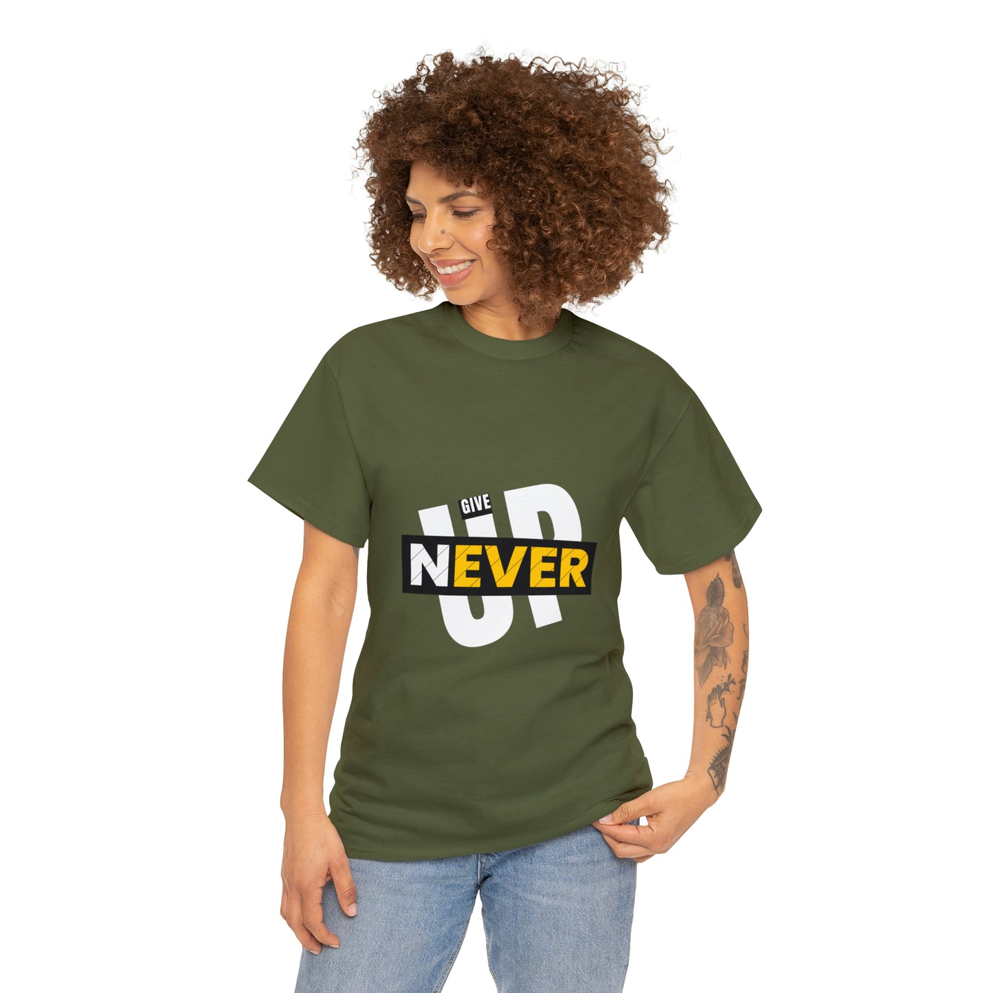 Never Give Up Heavy Cotton Tee