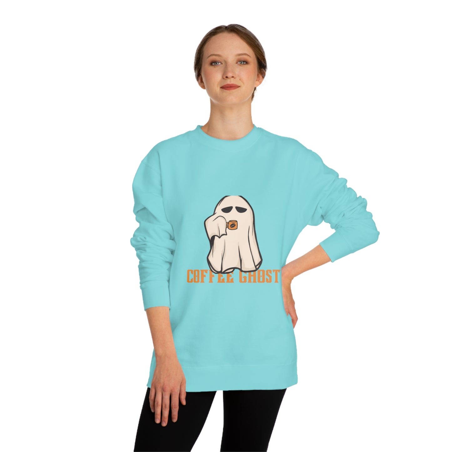 Halloween Coffee Ghost Neck Sweatshirt