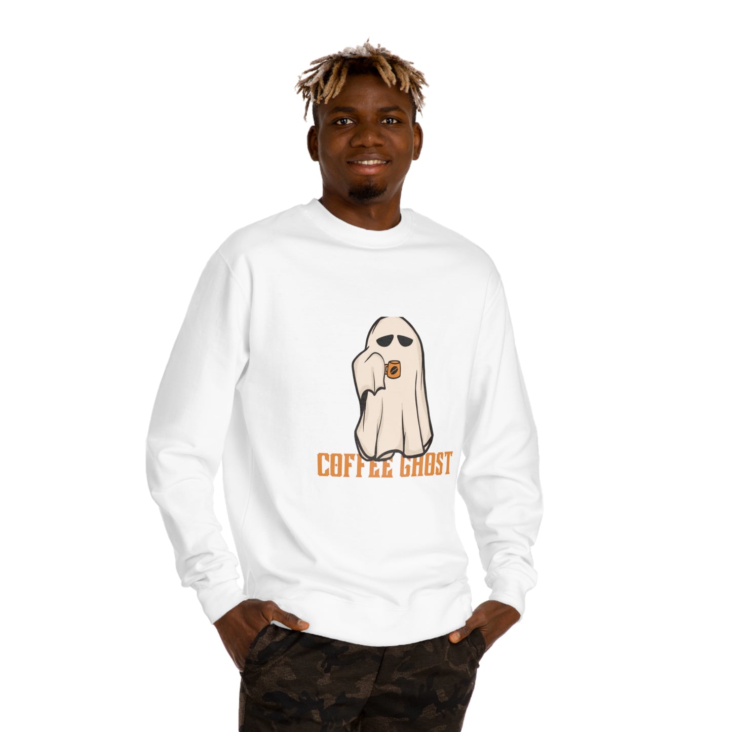 Halloween Coffee Ghost Neck Sweatshirt