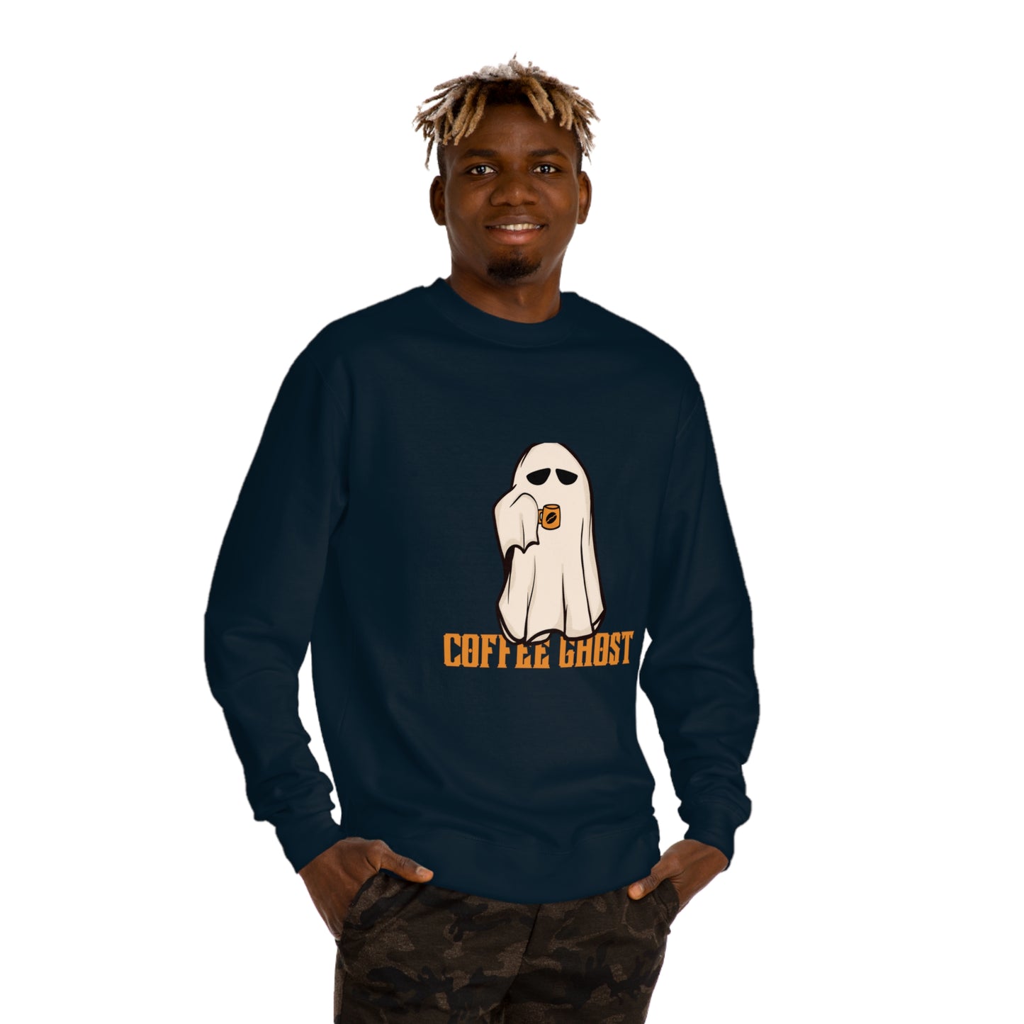 Halloween Coffee Ghost Neck Sweatshirt