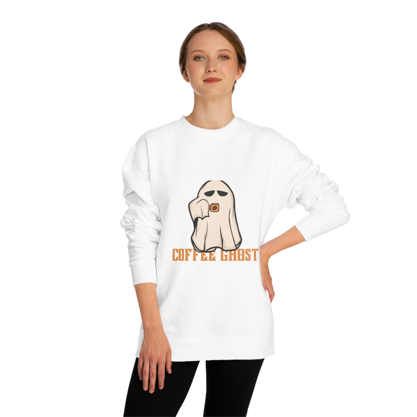 Halloween Coffee Ghost Neck Sweatshirt