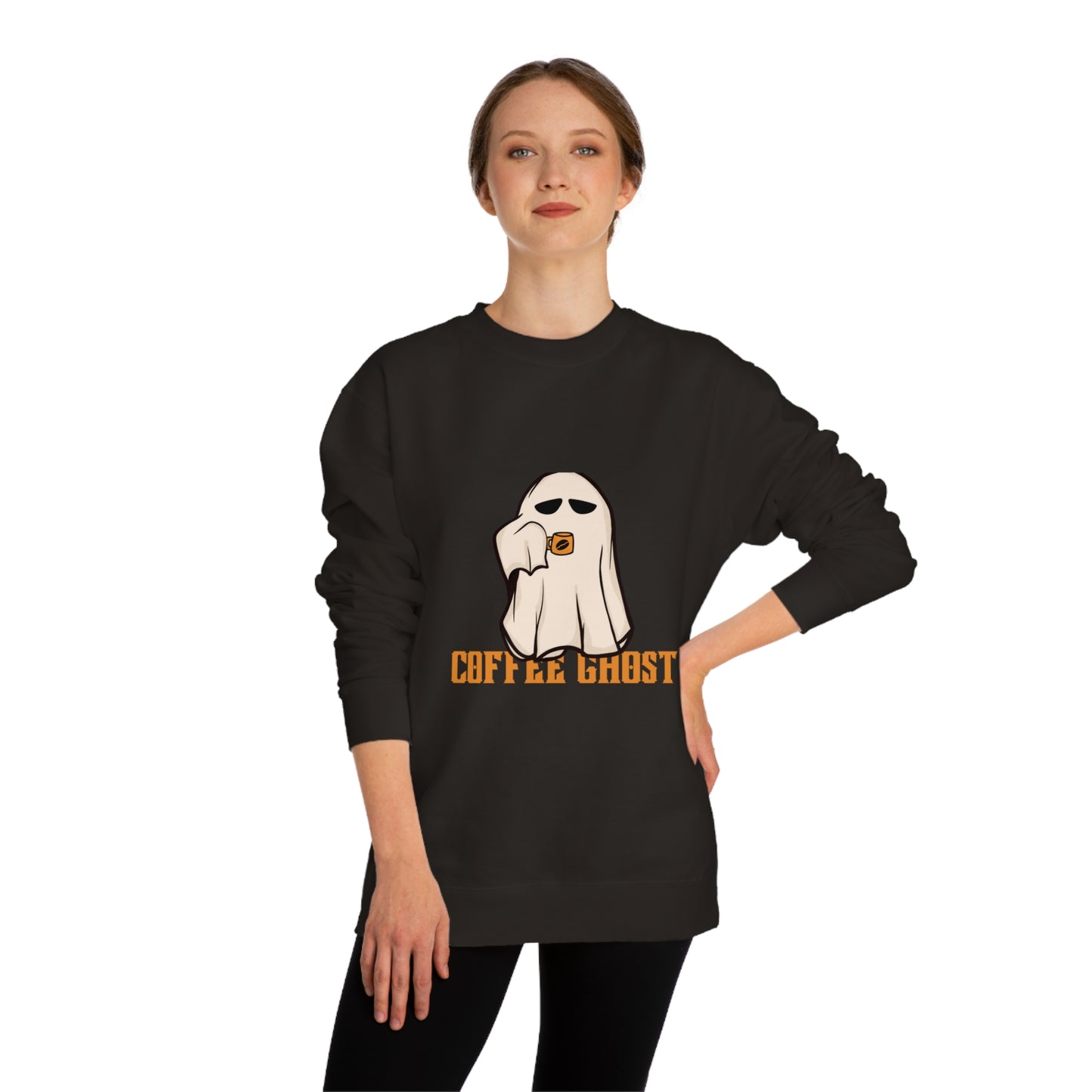 Halloween Coffee Ghost Neck Sweatshirt