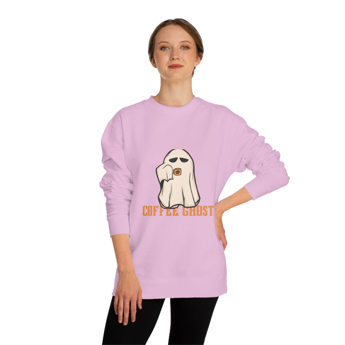 Halloween Coffee Ghost Neck Sweatshirt