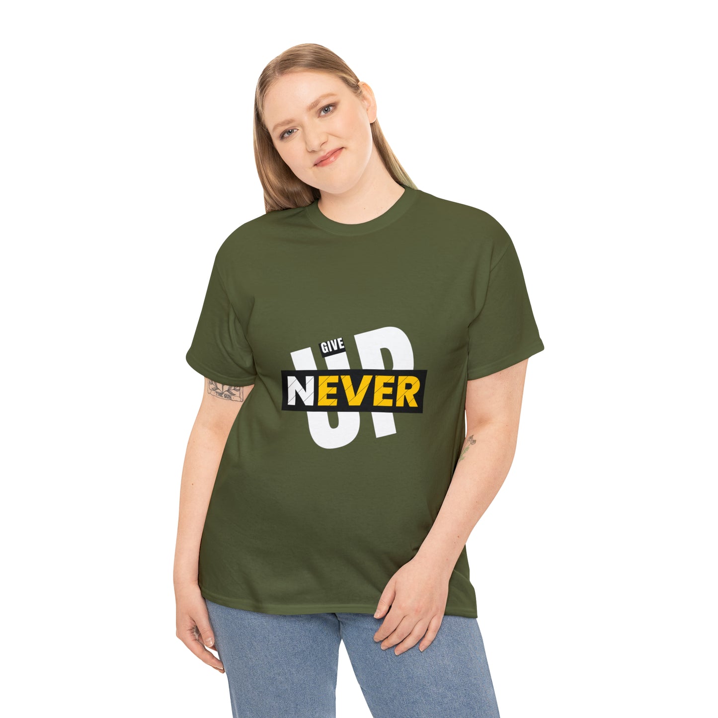 Never Give Up Heavy Cotton Tee