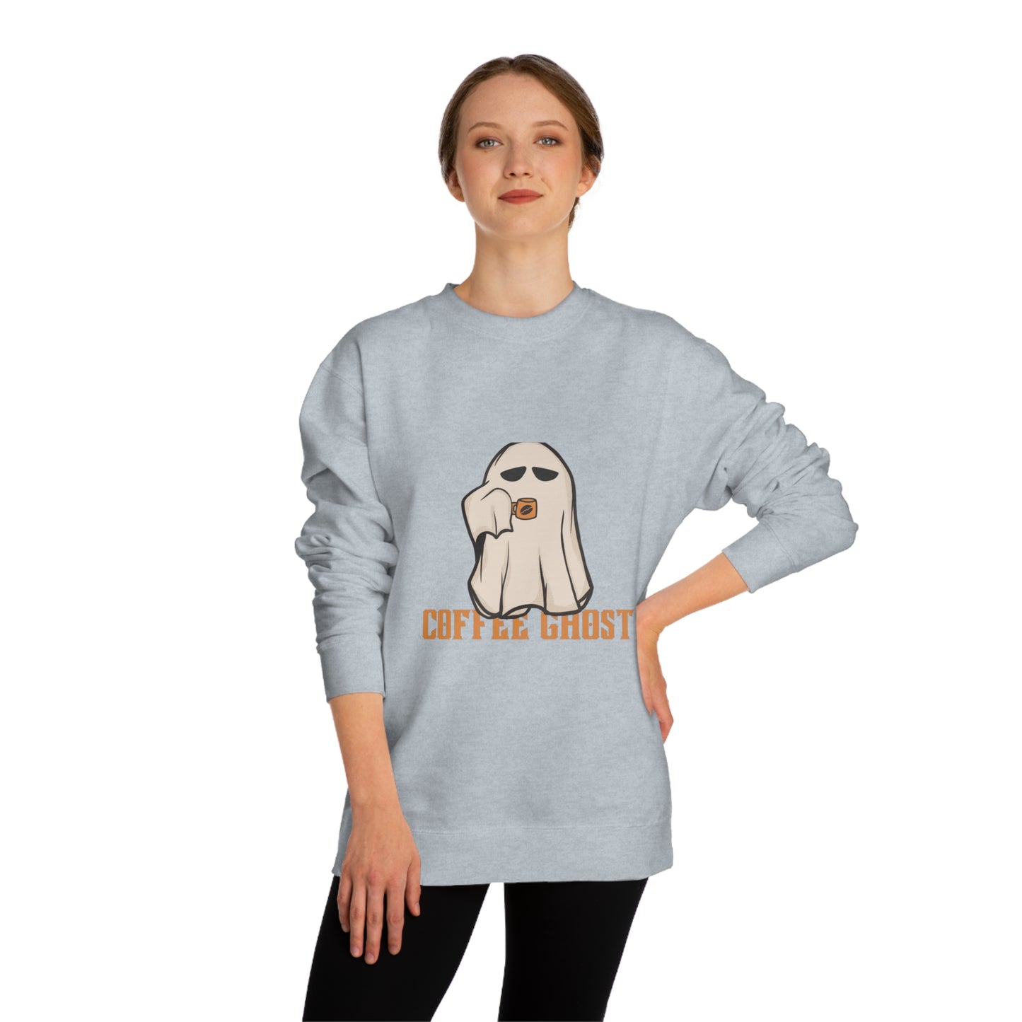 Halloween Coffee Ghost Neck Sweatshirt