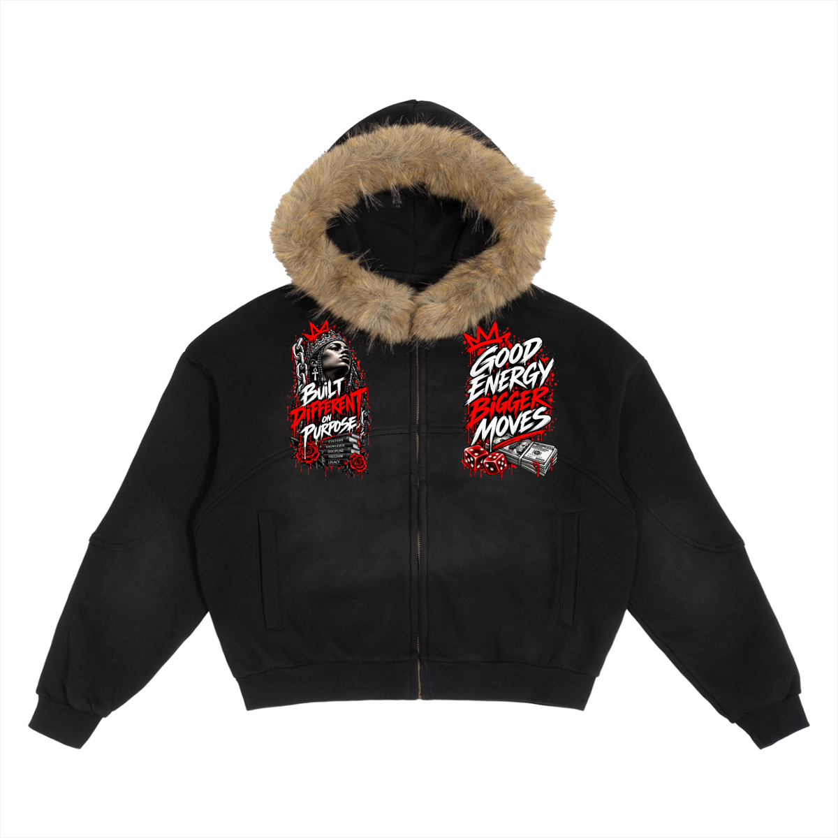Streetwear,Unisex,Hoodie,Jacket,Fall,Winter,Fur,Coat