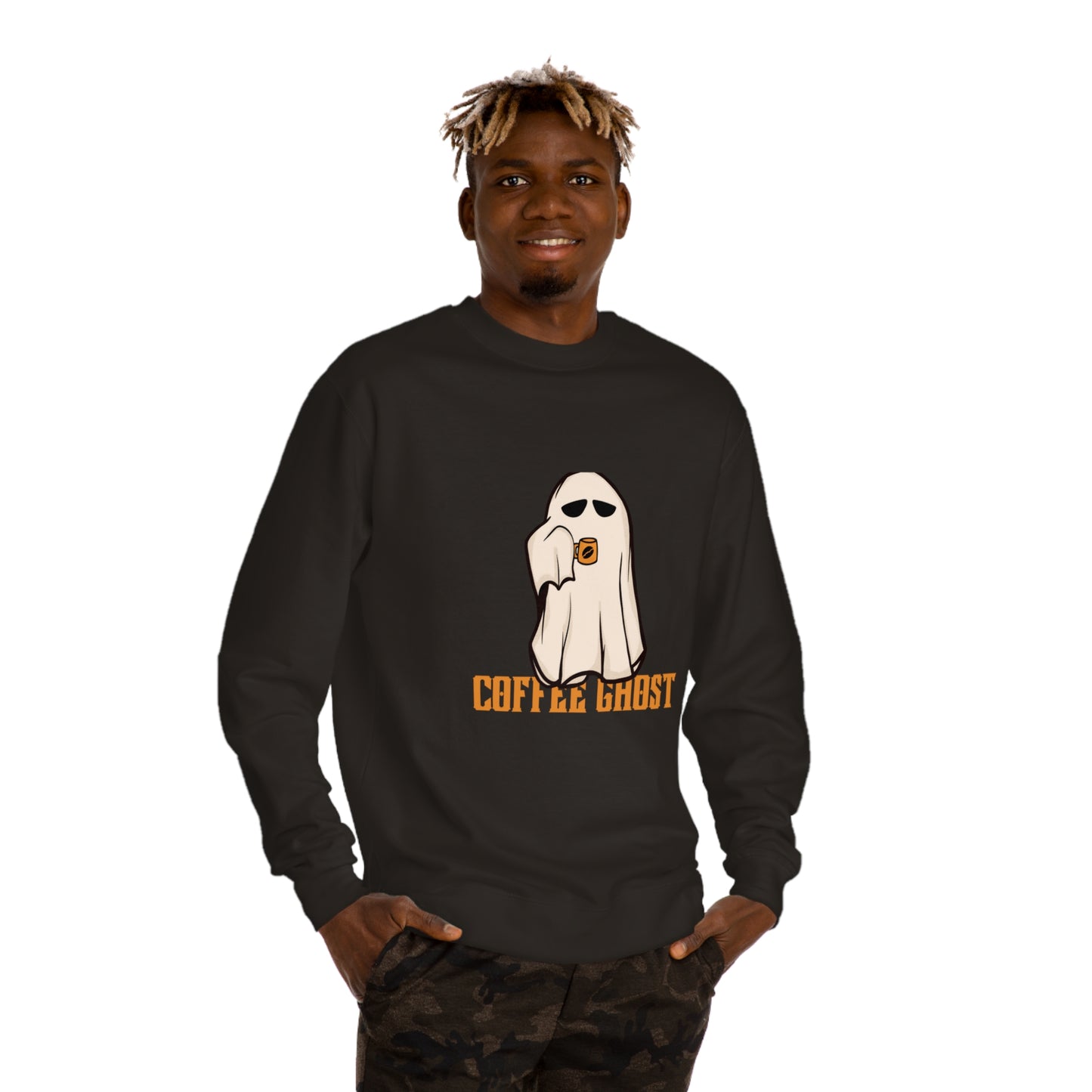 Halloween Coffee Ghost Neck Sweatshirt