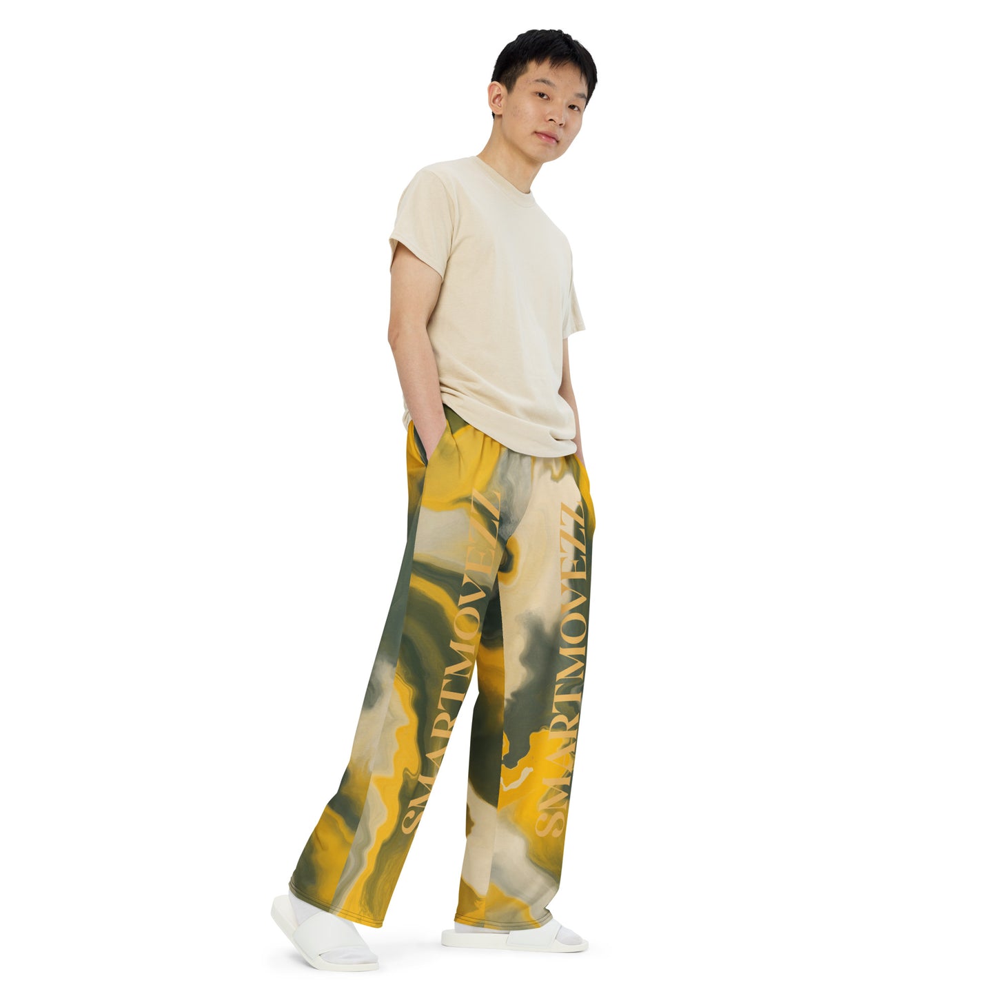 Smartmovezz Yellow Wave Wide-Leg Pants