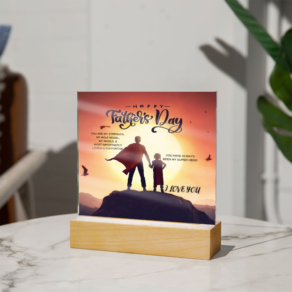 Square Acrylic Plaque + FATHER'S DAY + SUPERHERO