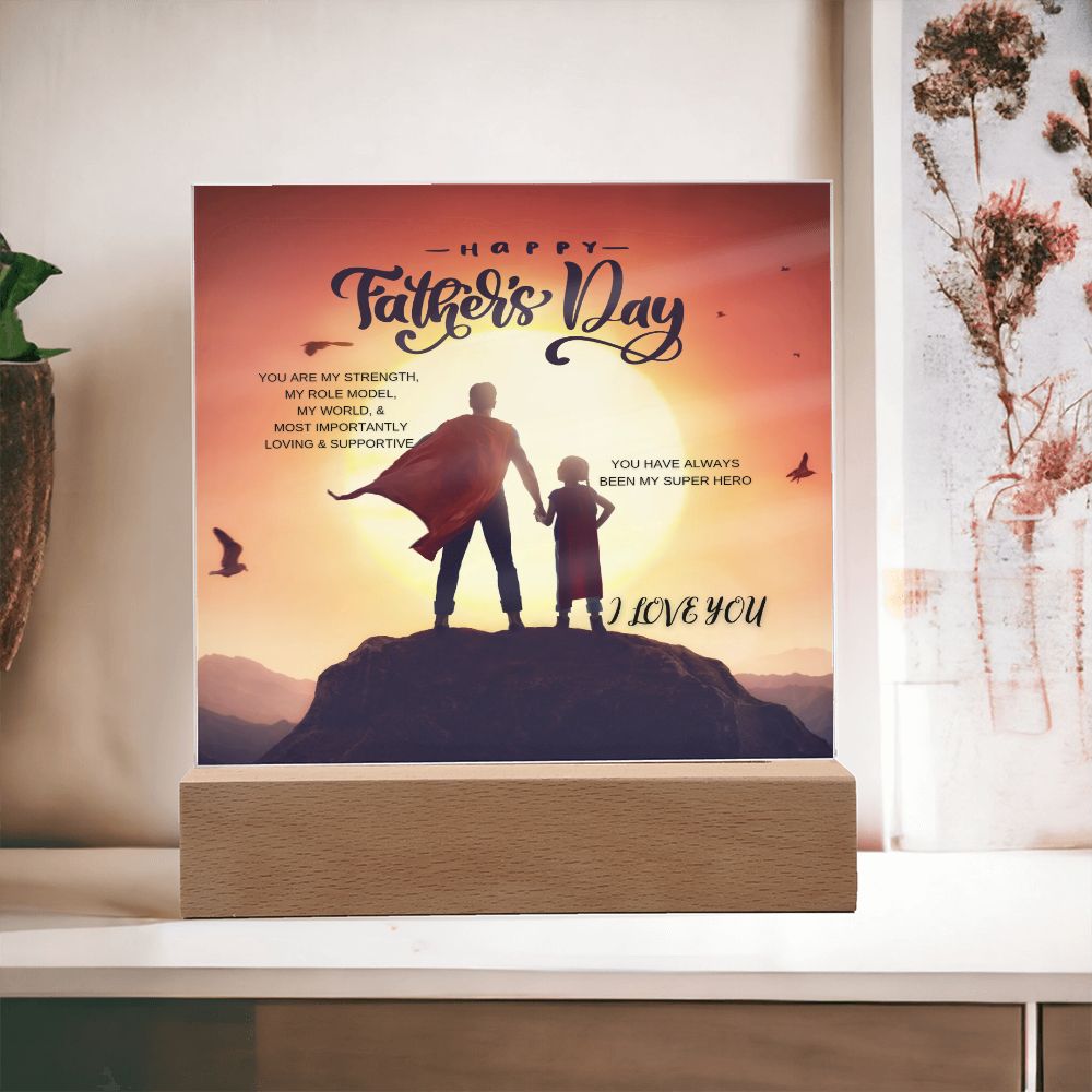 Square Acrylic Plaque + FATHER'S DAY + SUPERHERO