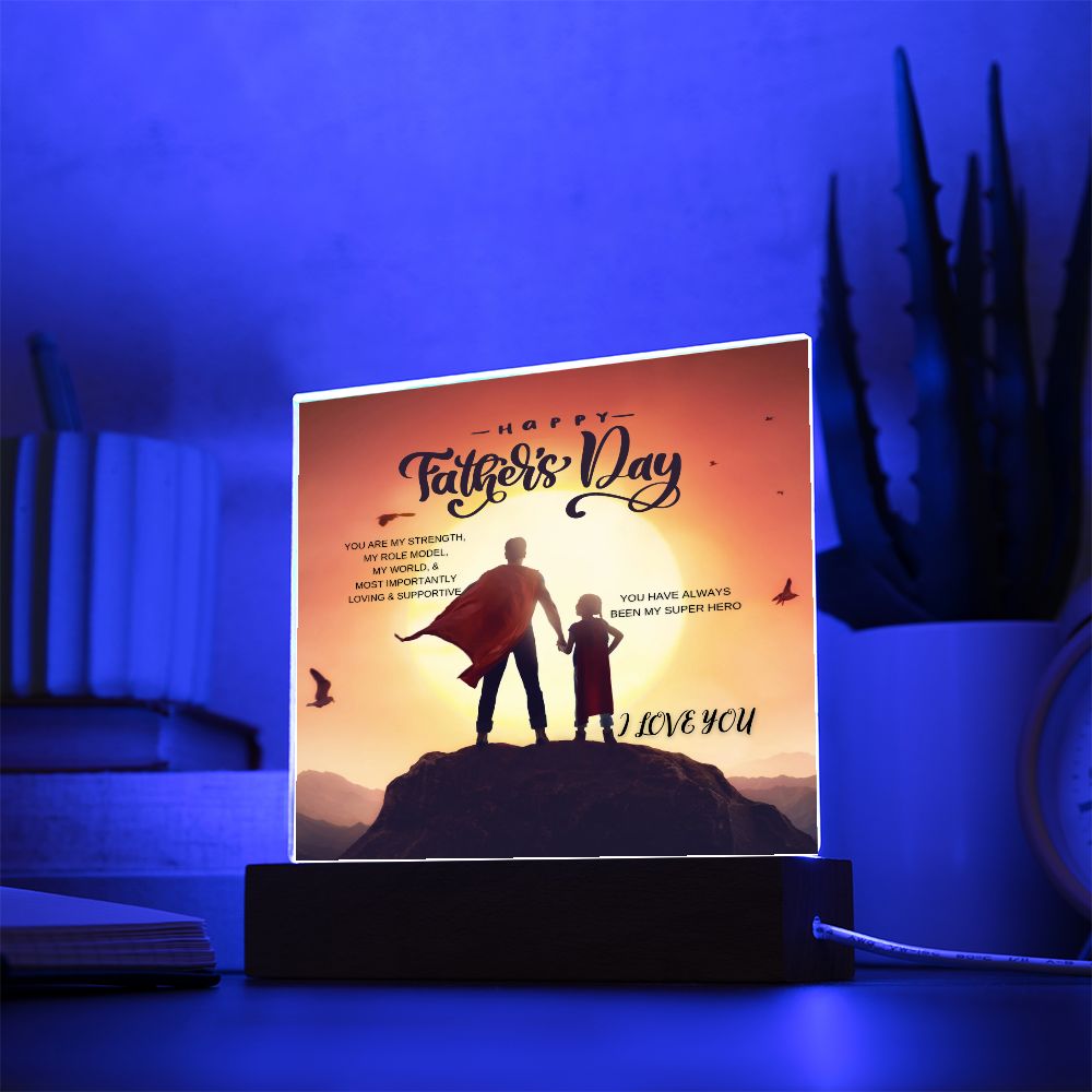 Square Acrylic Plaque + FATHER'S DAY + SUPERHERO