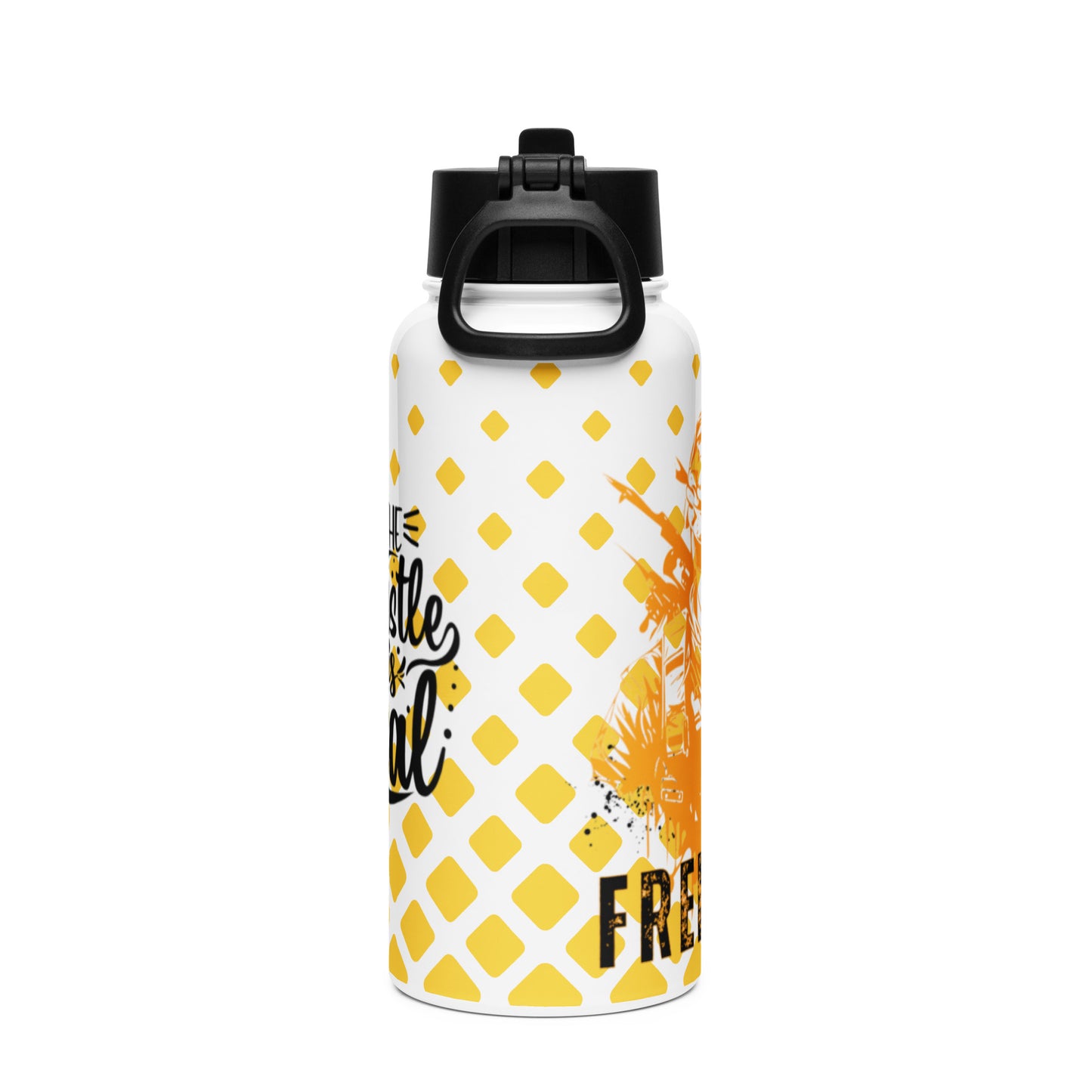 The Hustle is Real Stainless Steel Water Bottle with a straw lid