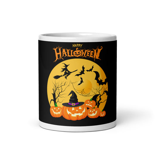 Happy Halloween Pumpkin White Glossy Mug