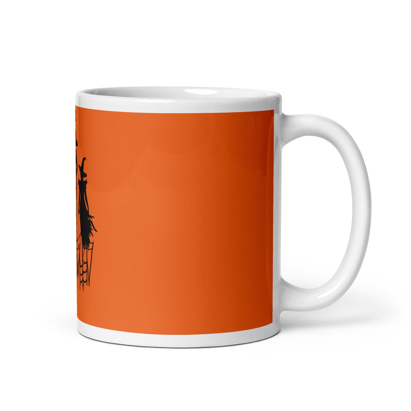 Witch Halloween Orange White Glossy Mug