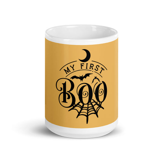 My First Boo Gold White glossy mug