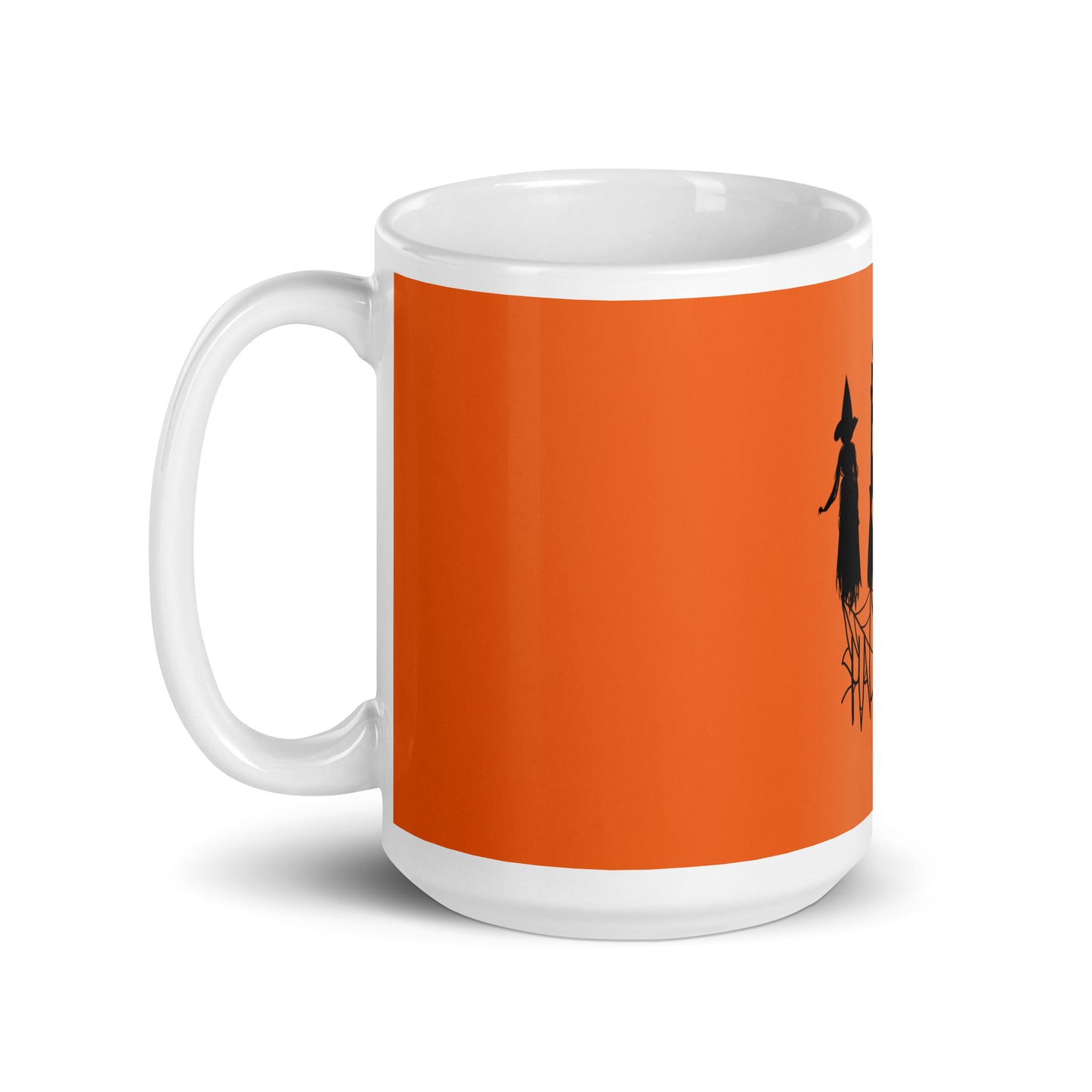 Witch Halloween Orange White Glossy Mug