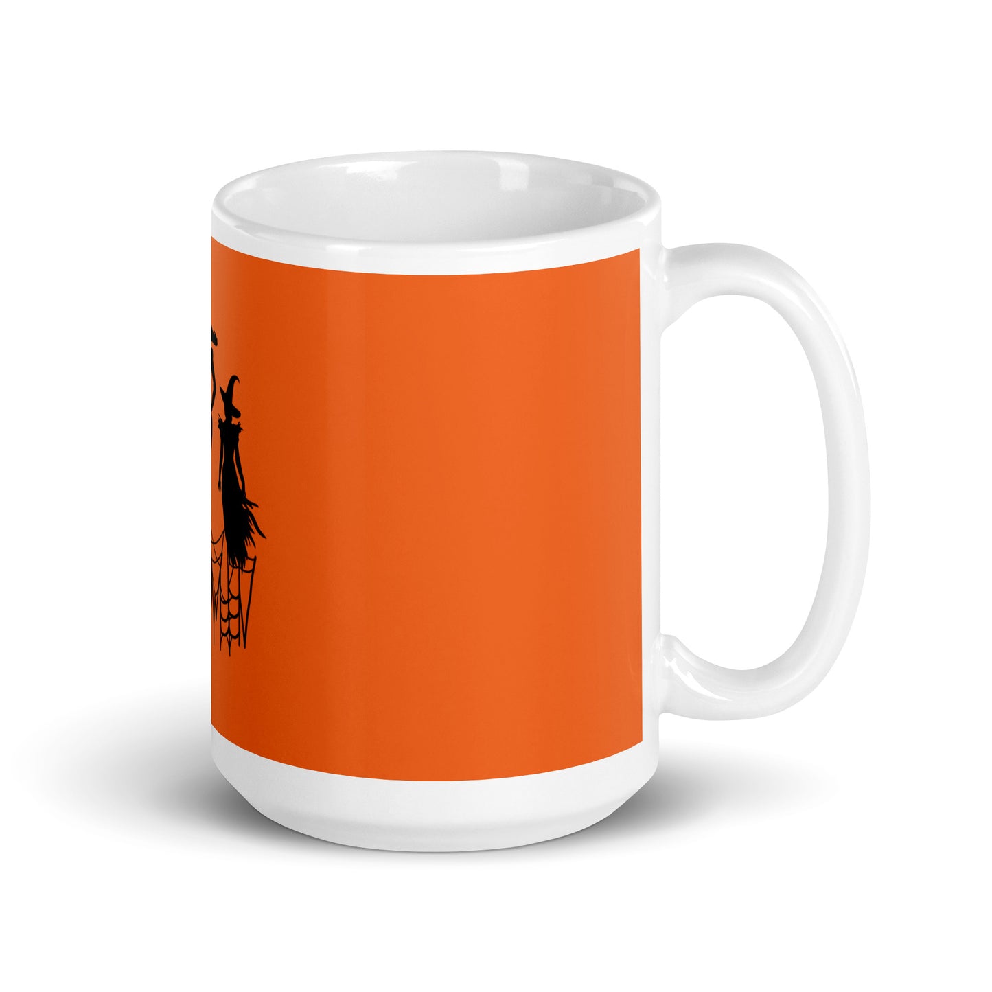 Witch Halloween Orange White Glossy Mug