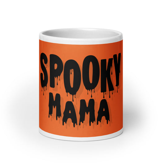 Spooky Mama Orange White glossy mug