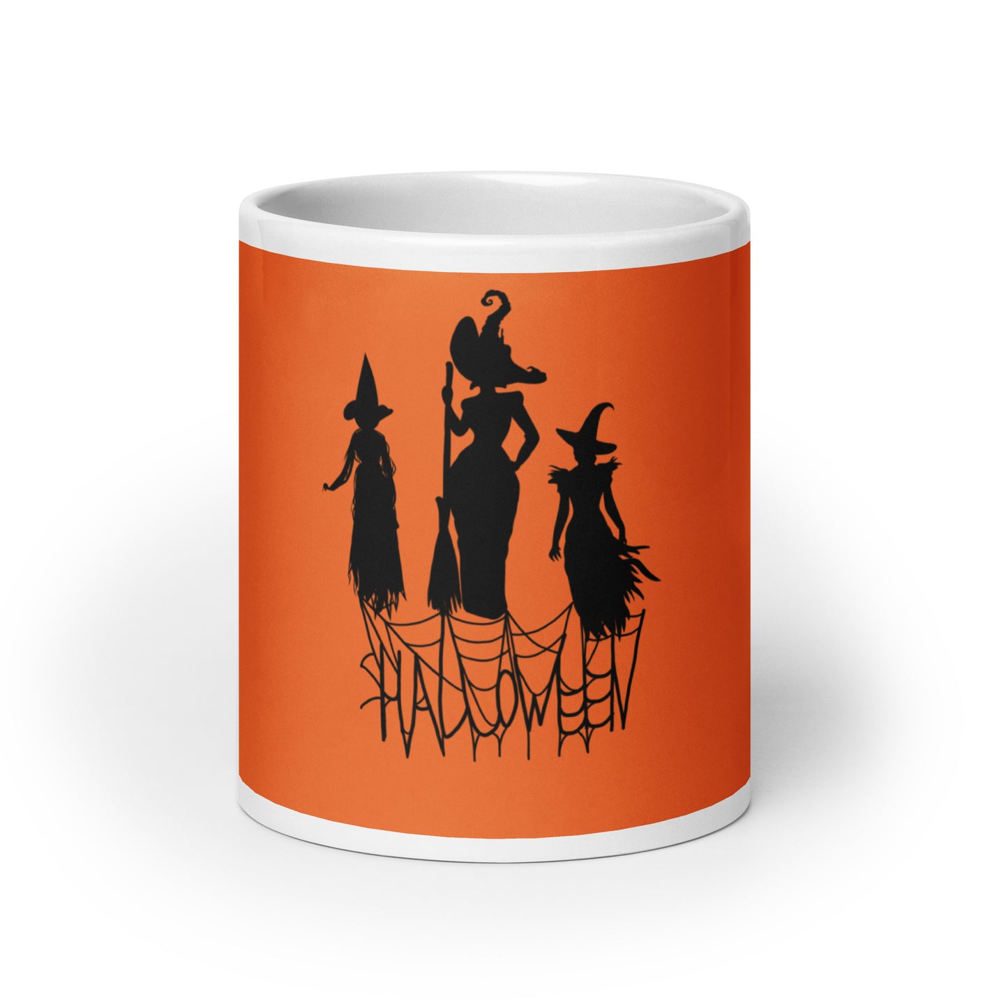 Witch Halloween Orange White Glossy Mug