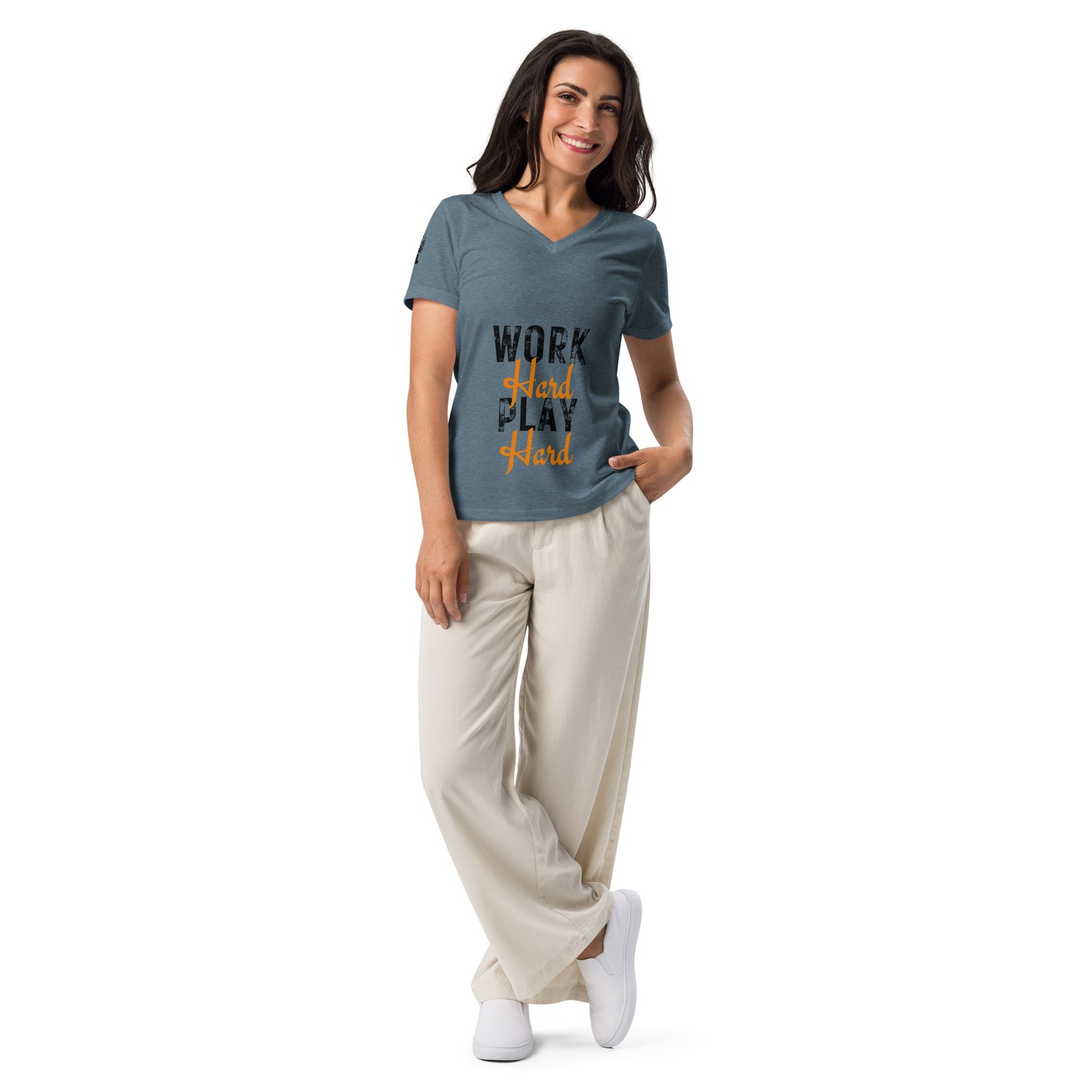 Work Hard Play Hard Women’s relaxed v-neck t-shirt