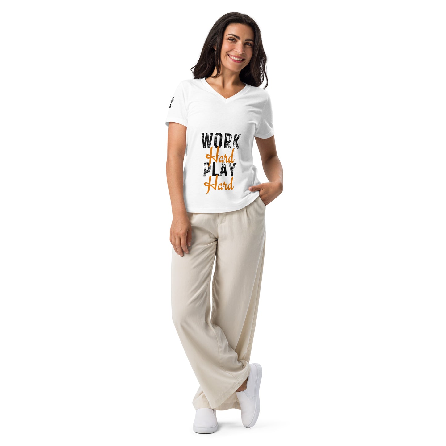 Work Hard Play Hard Women’s relaxed v-neck t-shirt