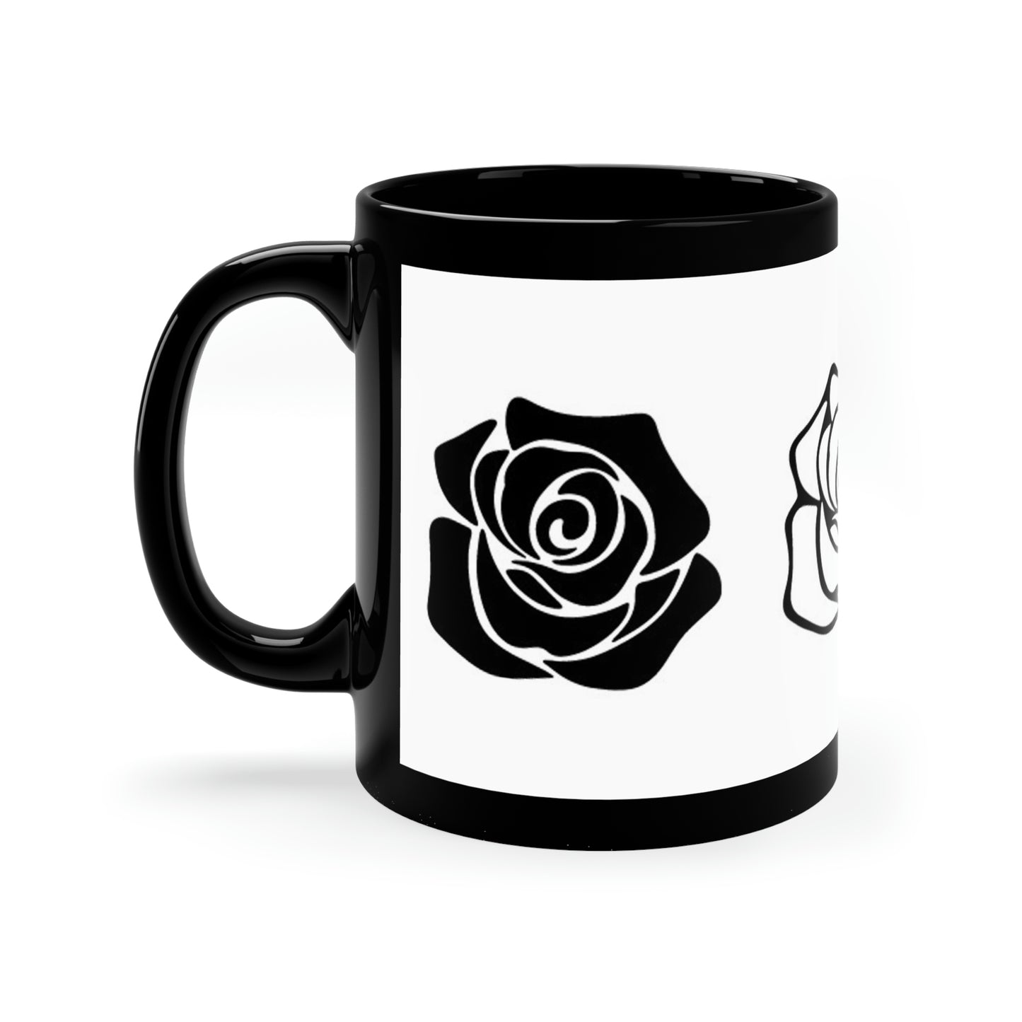 Rose 11oz Black Mug