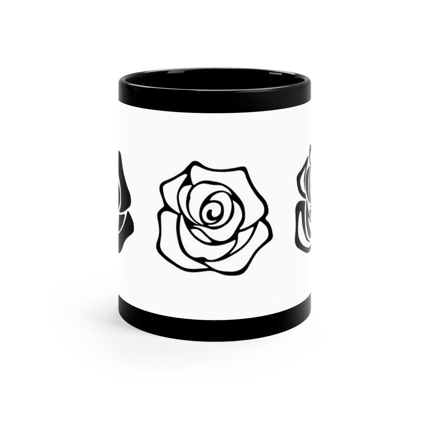 Rose 11oz Black Mug