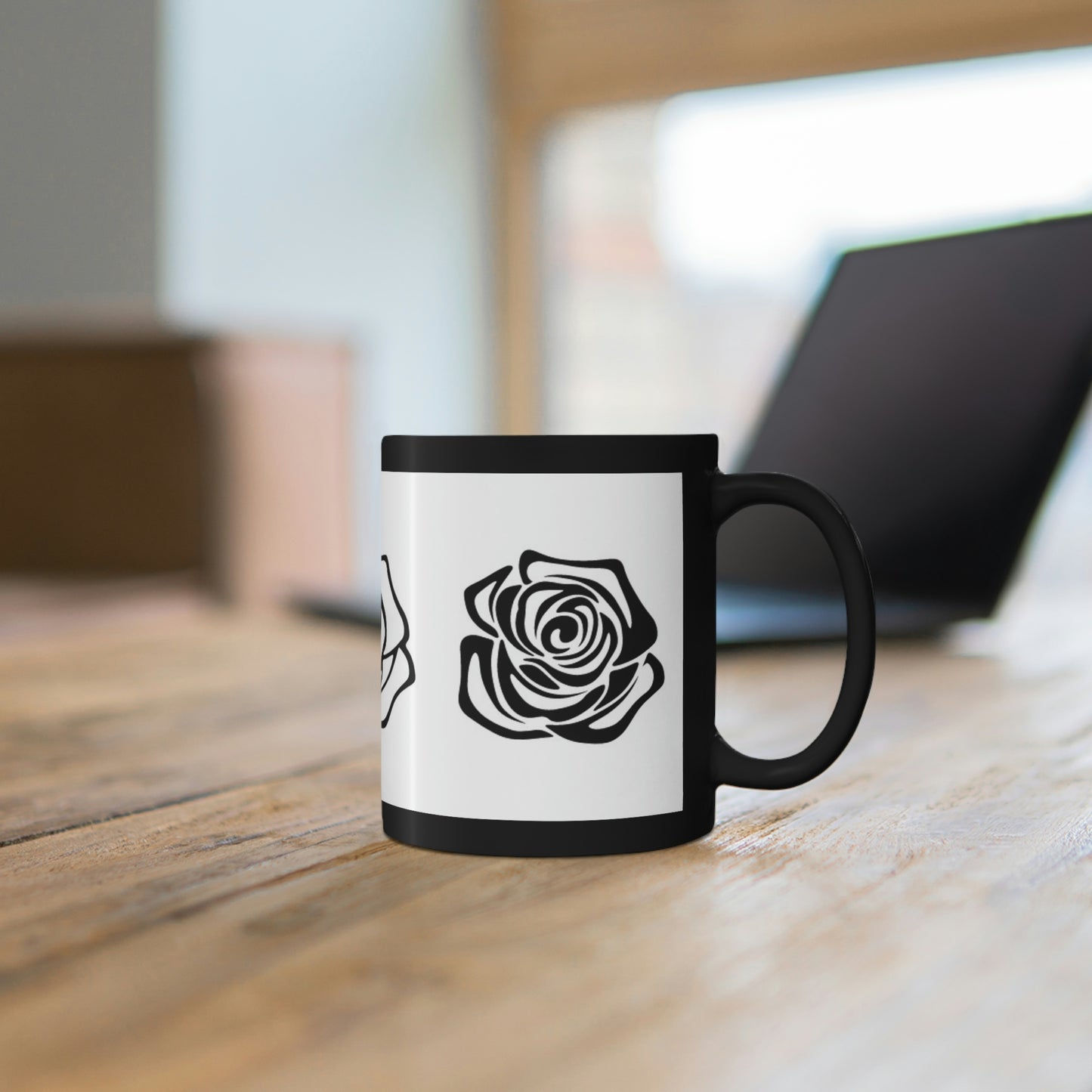 Rose 11oz Black Mug