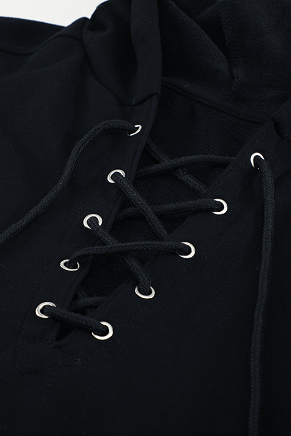 Lace-Up Dropped Shoulder Hoodie