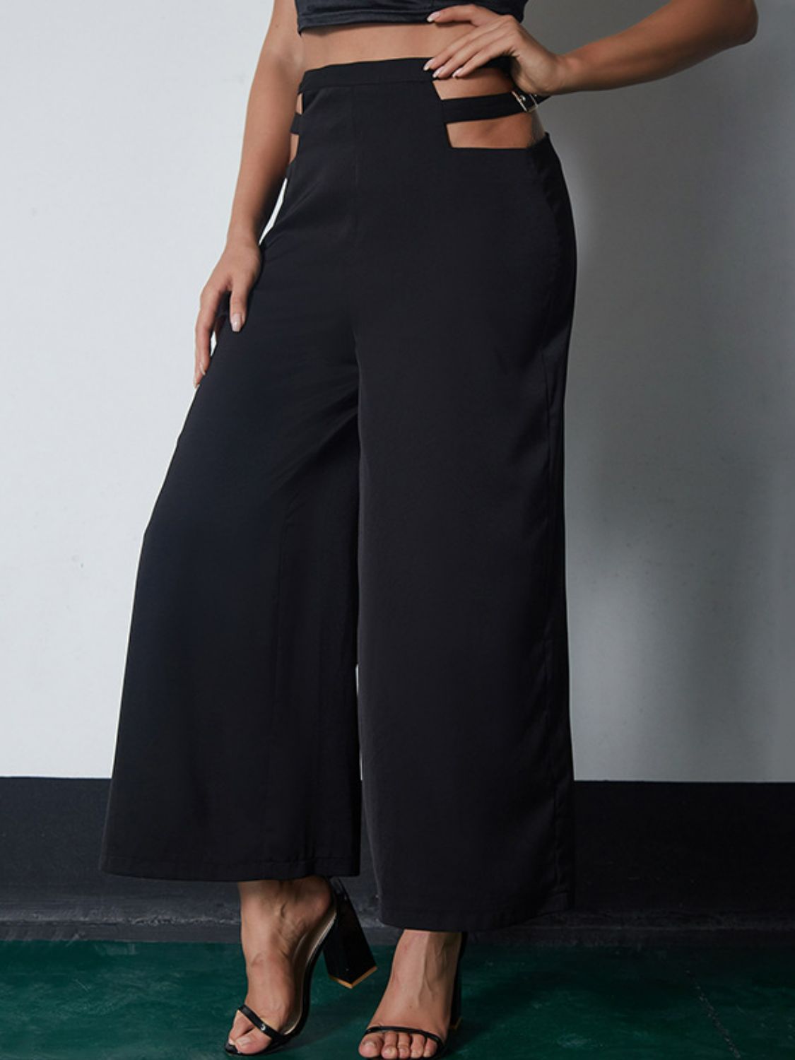 Cutout High Waist Wide Leg Pants