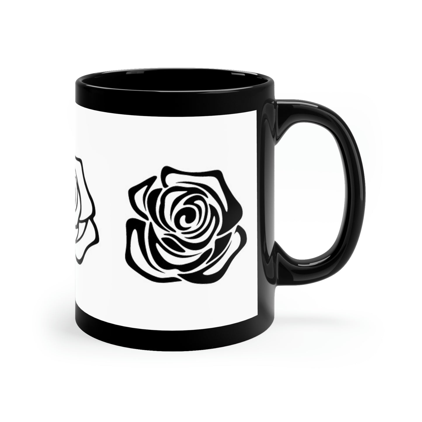 Rose 11oz Black Mug