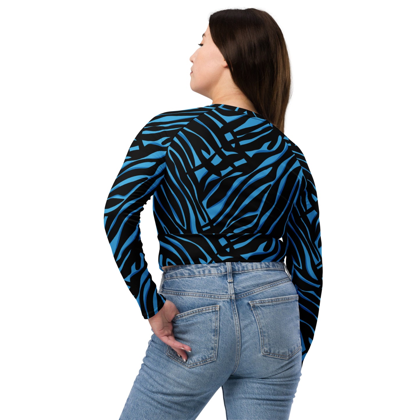 Long-Sleeve Crop Top Tiger Blue