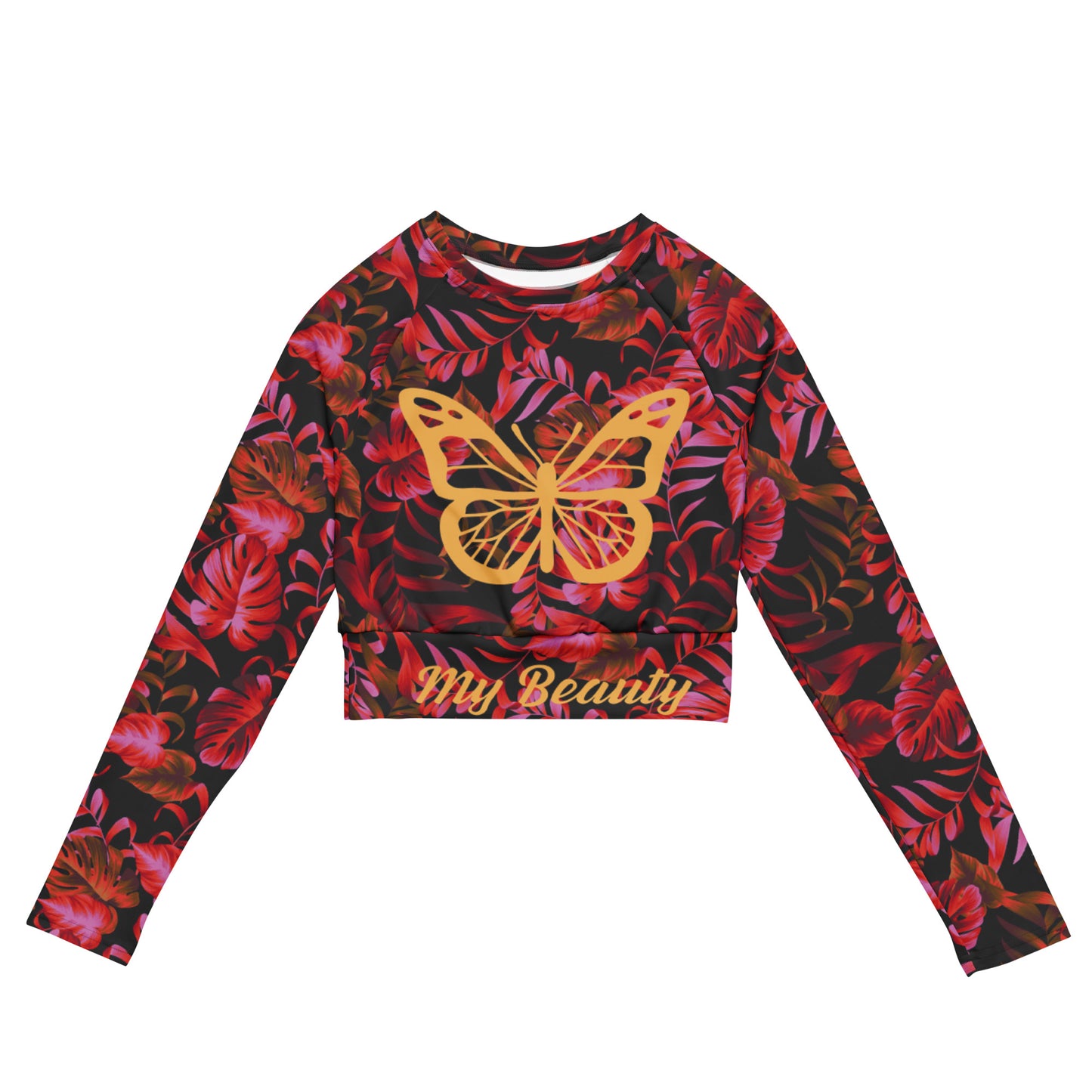 Butterfly long-sleeve crop top