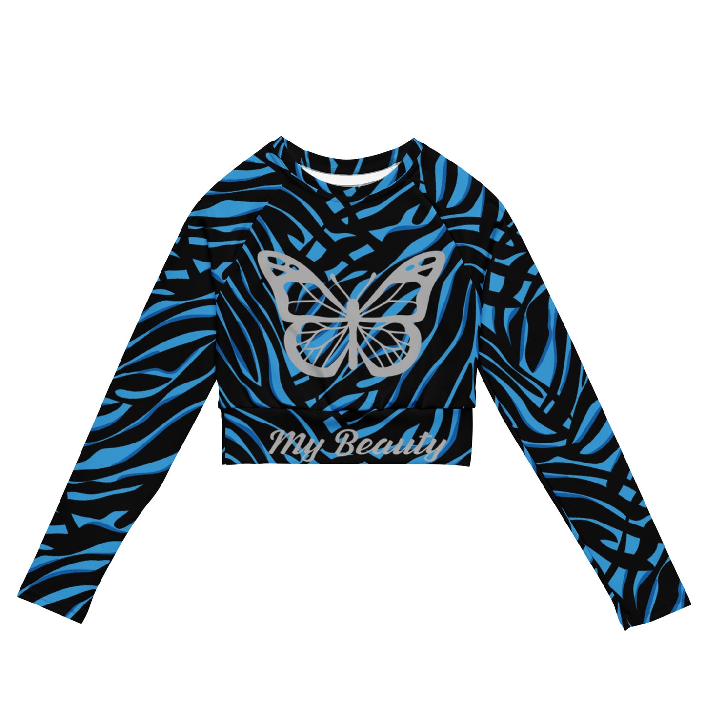 Long-Sleeve Crop Top Tiger Blue