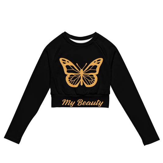 Long-Sleeve Crop Top BLK/GOLD