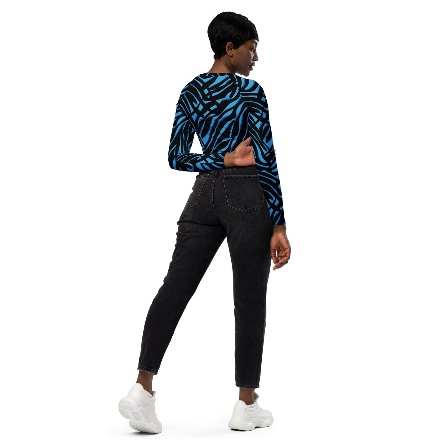 Long-Sleeve Crop Top Tiger Blue