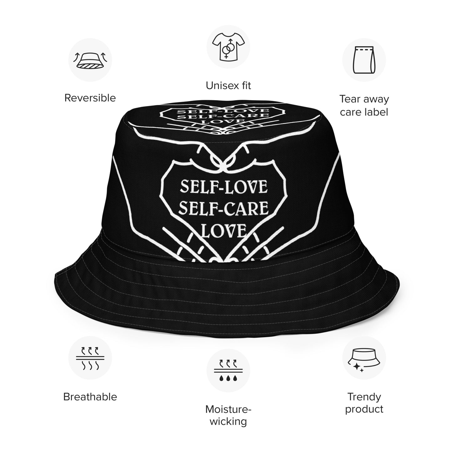 SELF LOVE B. Reversible bucket hat