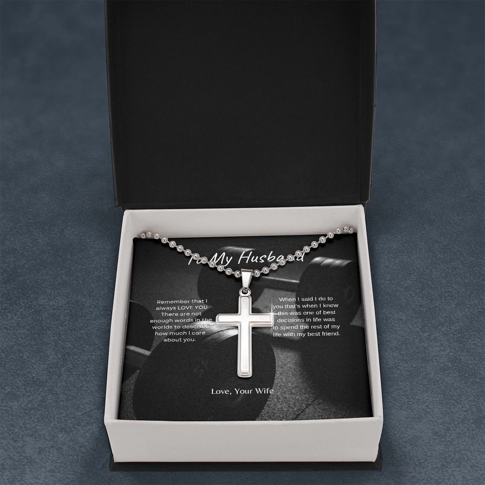 To My Husband Cross Necklace