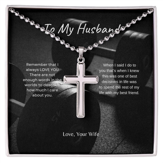 To My Husband Cross Necklace