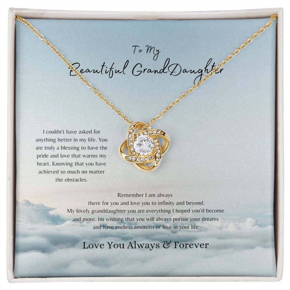 To My Granddaughter Love knot Necklace