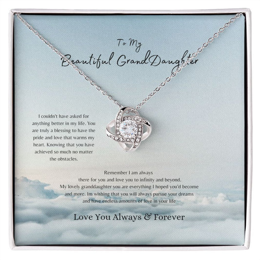 To My Granddaughter Love knot Necklace