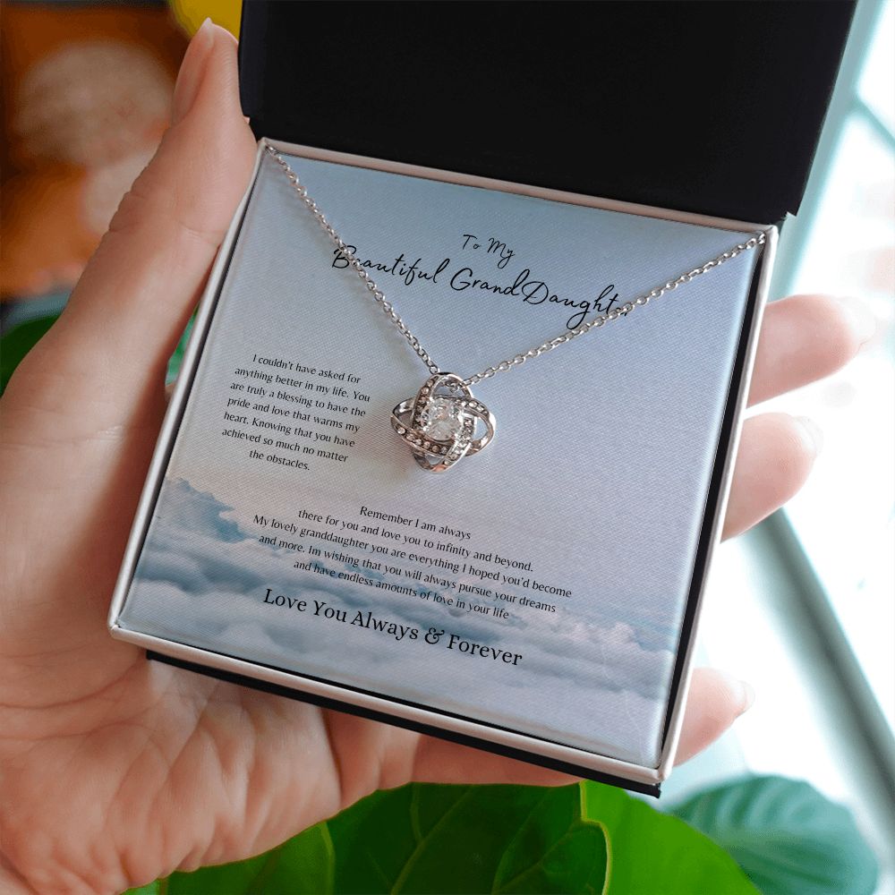 To My Granddaughter Love knot Necklace