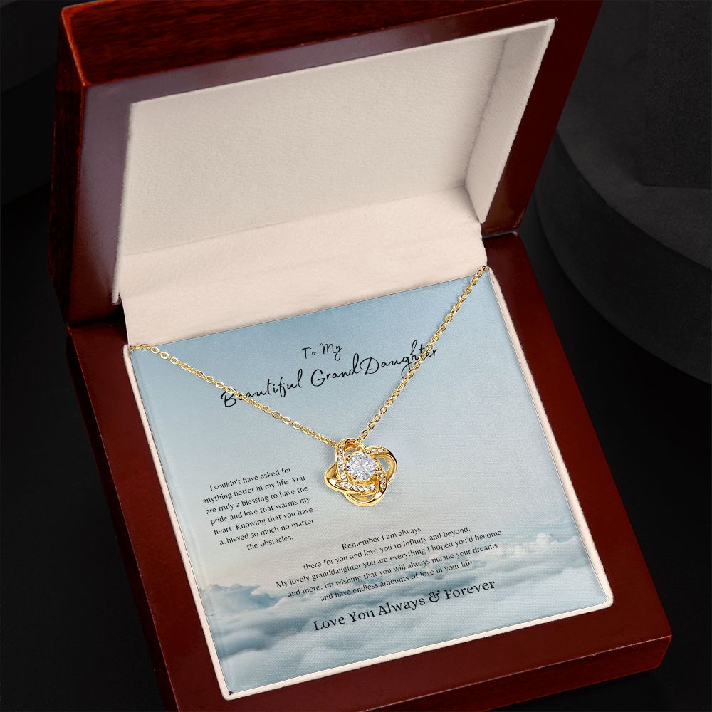 To My Granddaughter Love knot Necklace