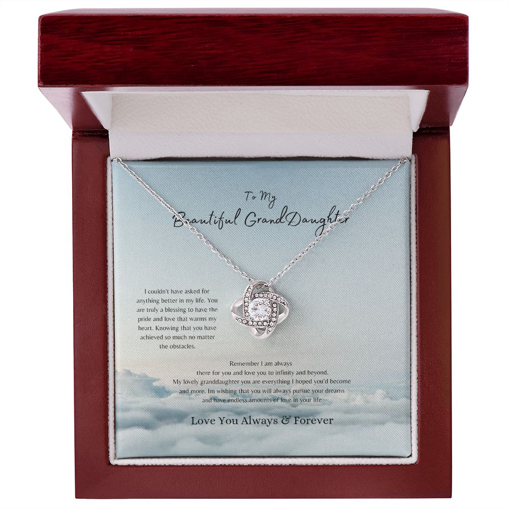 To My Granddaughter Love knot Necklace